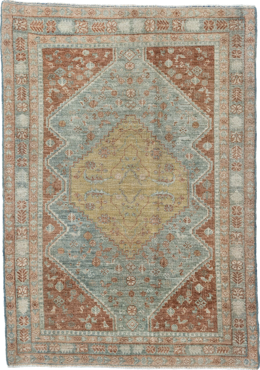 2' x 3' one-of-a-kind handmade vintage Afshar small size rug. Color palette: brown, gray, light gray, off-white, orange