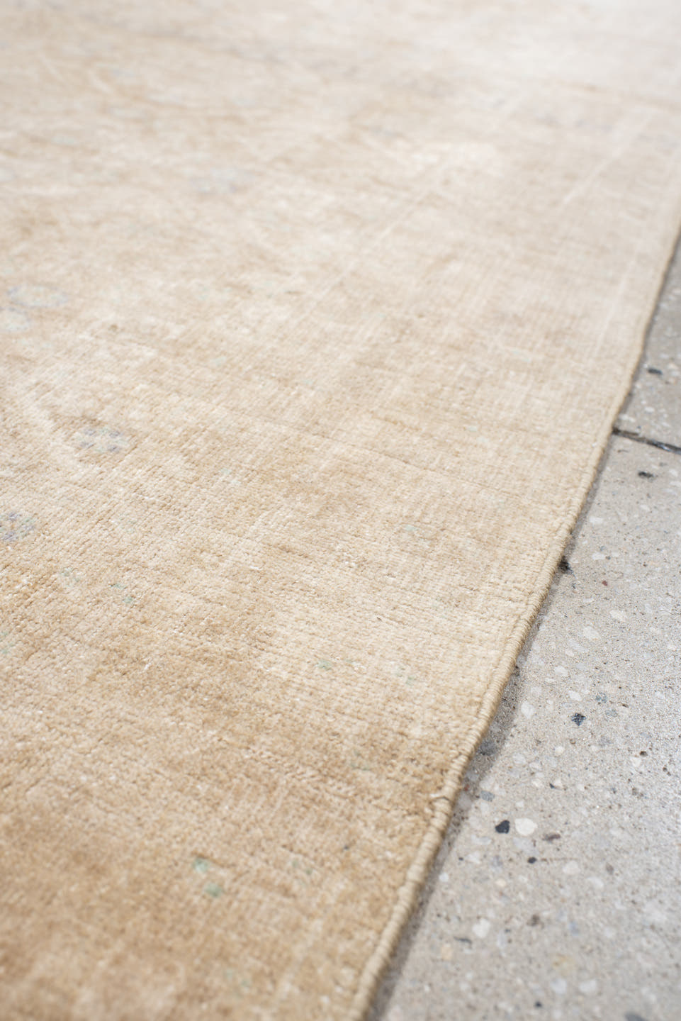 3' x 5' one-of-a-kind handmade antique Belouch small size rug. Color palette: ivory, sand, beige, pale blue, taupe, camel