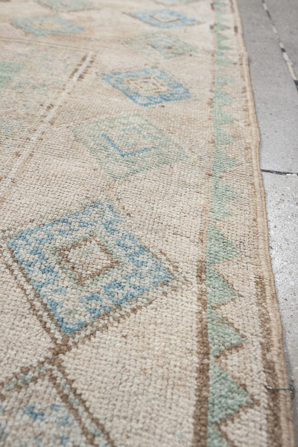 8' x 10' one-of-a-kind handmade antique Tabriz large size rug. Color palette: pale blue, ivory, blush, taupe, muted rust