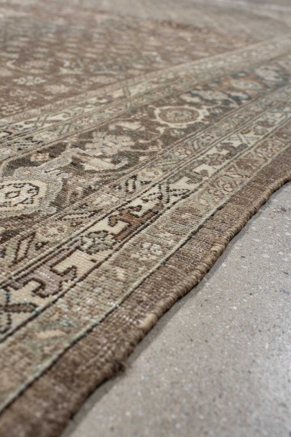 7' x 10' one-of-a-kind handmade antique Bidjar large size rug. Color palette: taupe, ivory, slate, charcoal, rose, beige