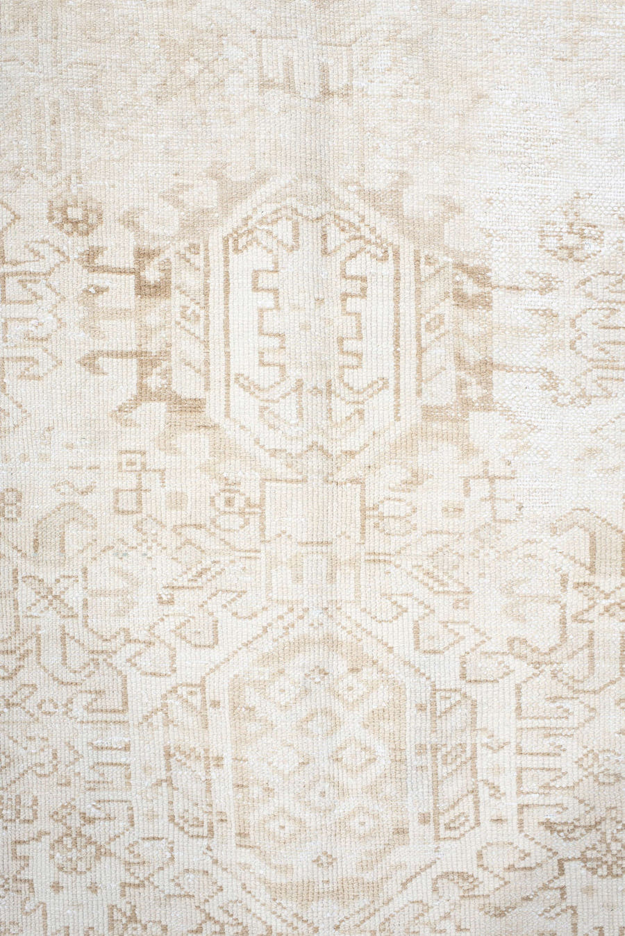 7' x 10' one-of-a-kind handmade antique Heriz large size rug. Color palette: ivory, cream, beige, sand, pale blue, taupe