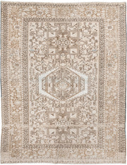 5' x 6' one-of-a-kind handmade antique Karaje rug. Color palette: ivory, taupe, beige, camel, sand, light brown, gray, brown