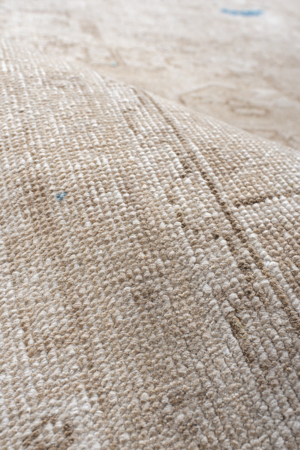 9' x 12' one-of-a-kind handmade antique Heriz large size rug. Color palette: ivory, beige, taupe, sky blue, camel, gray
