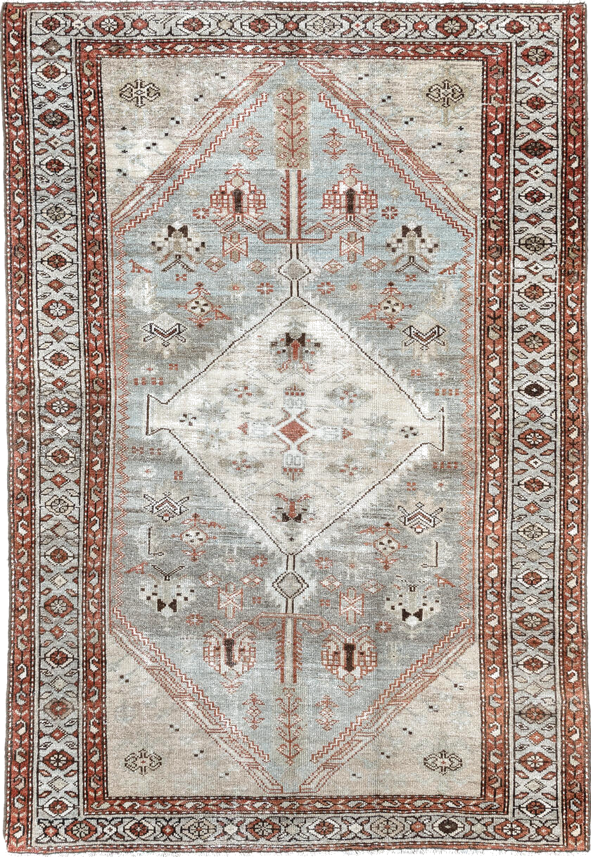 4' x 6' one-of-a-kind handmade vintage Malayer small size rug. Color palette: black, brown, dark gray, gainsboro, gray