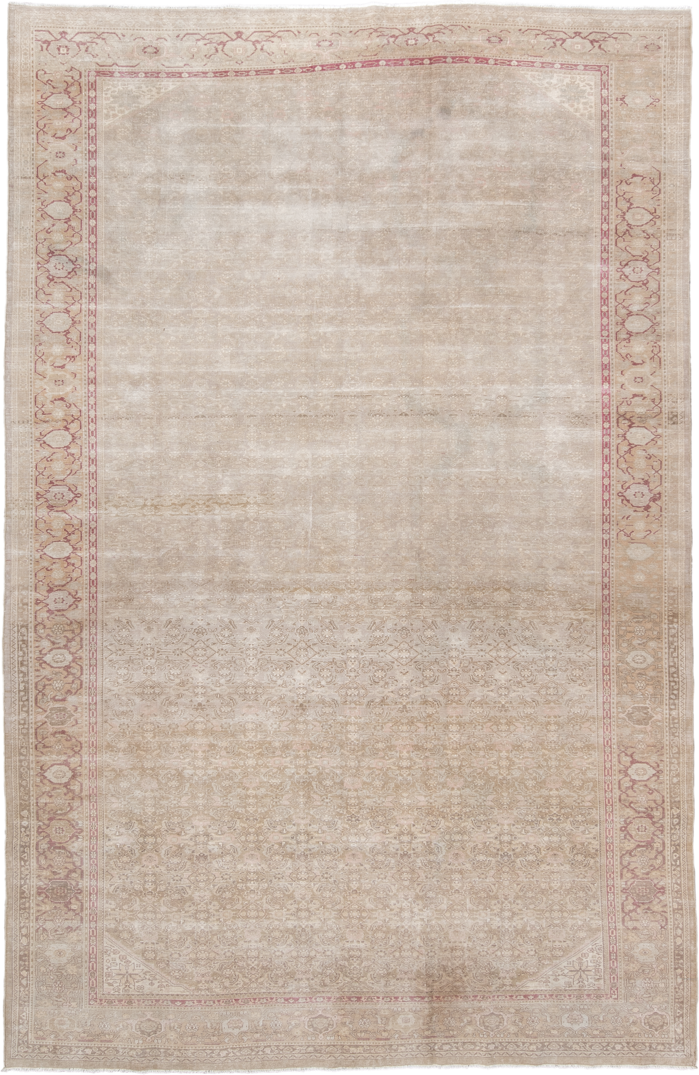 6' x 10' one-of-a-kind handmade antique Sivas large size rug. Color palette: ivory, beige, blush, taupe, rose, sand, pink