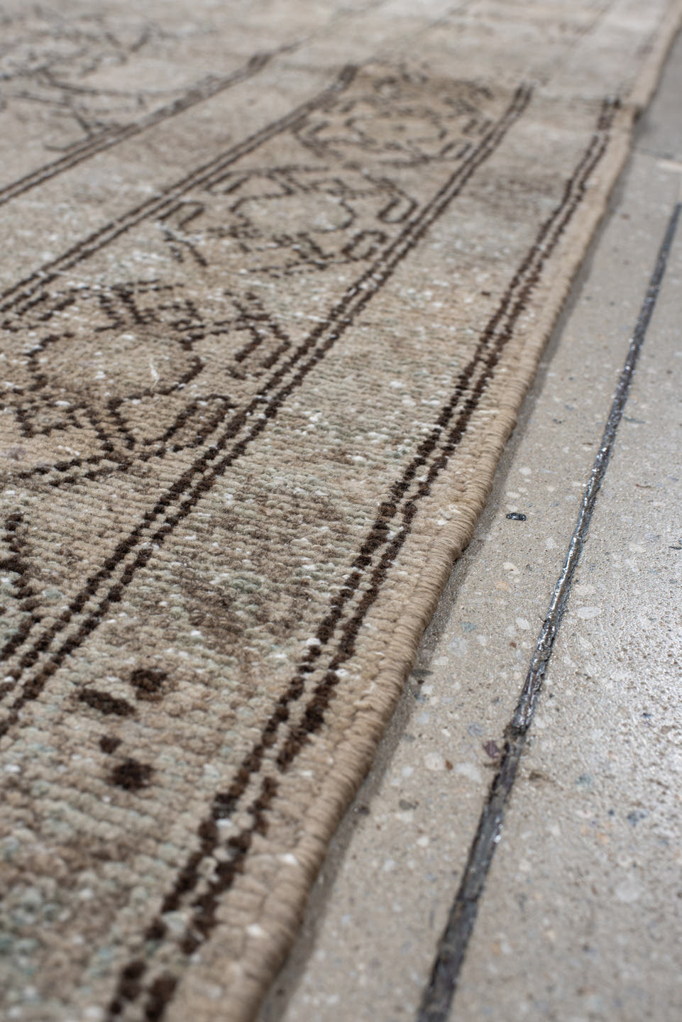 4' x 7' one-of-a-kind handmade vintage Hamadan rug. Color palette: ivory, taupe, light blue, charcoal, beige, gray, black