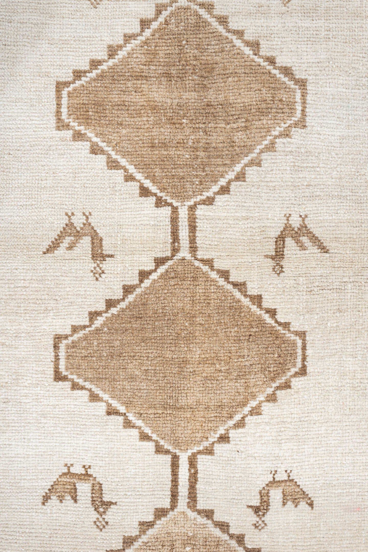 4' x 6' one-of-a-kind handmade antique Gabbe small size rug. Color palette: ivory, camel, taupe, brown, beige, gray