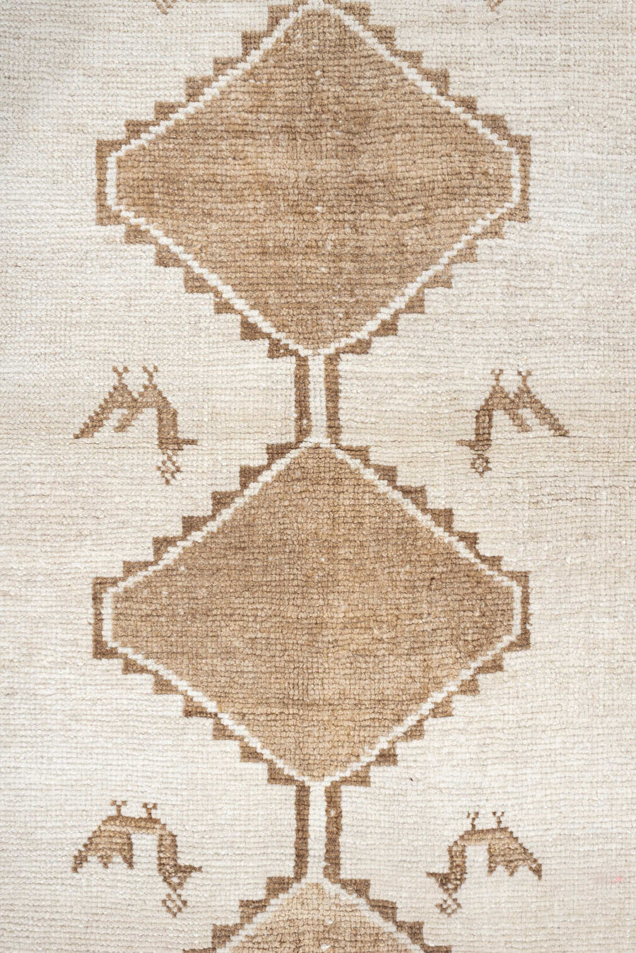 4' x 6' one-of-a-kind handmade antique Gabbe small size rug. Color palette: ivory, camel, taupe, brown, beige, gray