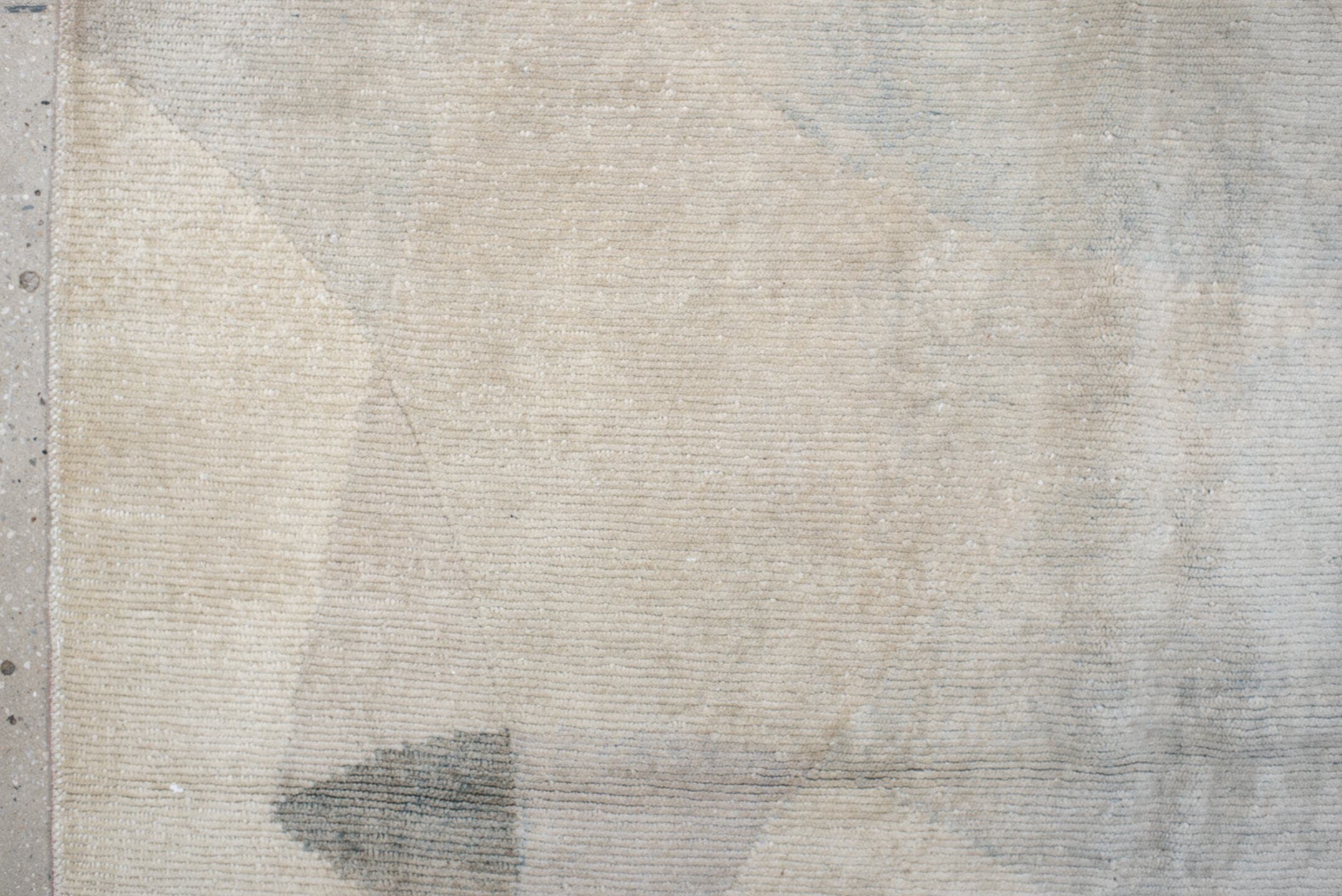 8' x 10' one-of-a-kind handmade vintage Tibetan large size rug. Color palette: ivory, pale gray, taupe, blush, charcoal