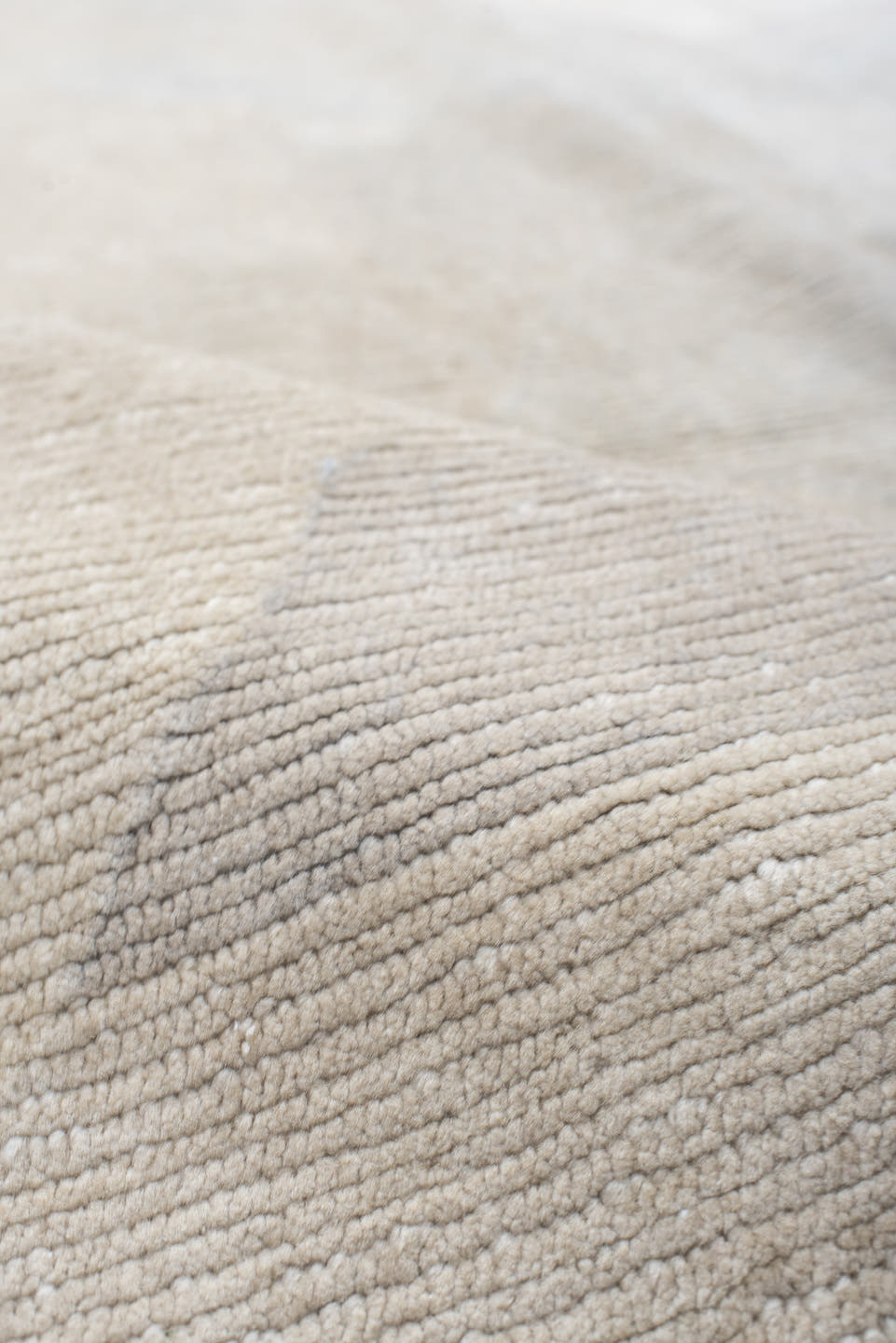 8' x 10' one-of-a-kind handmade vintage Tibetan large size rug. Color palette: ivory, pale gray, taupe, blush, charcoal