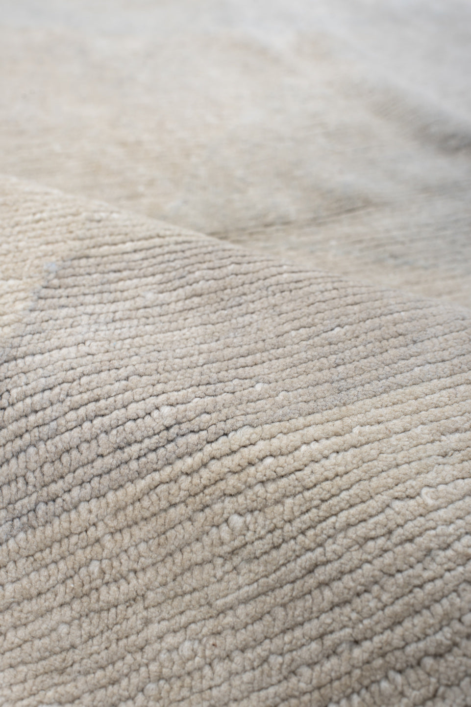 8' x 10' one-of-a-kind handmade vintage Tibetan large size rug. Color palette: ivory, pale gray, taupe, blush, charcoal