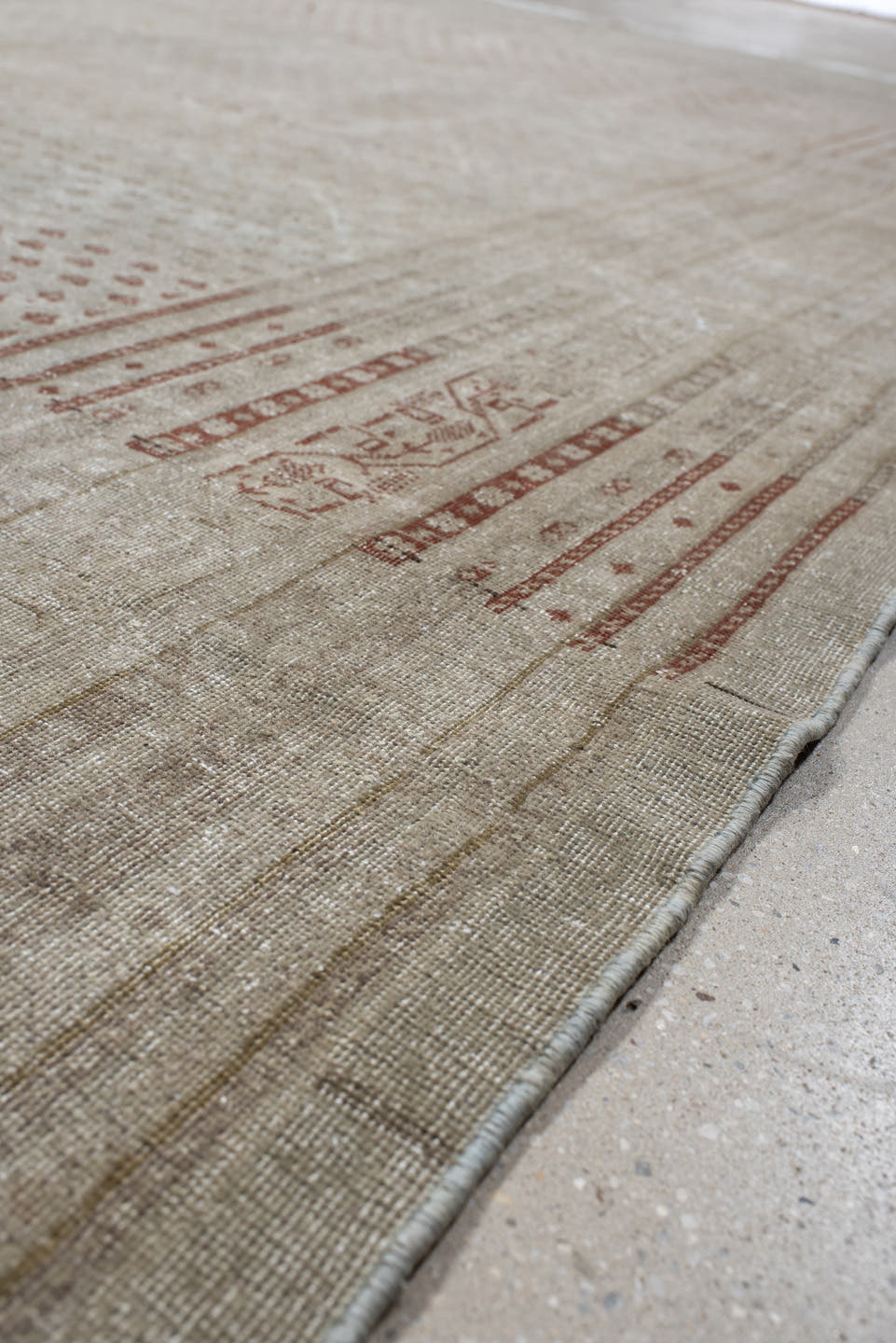 8' x 11' one-of-a-kind handmade antique Mir large size rug. Color palette: ivory, taupe, rust, beige, camel, gray