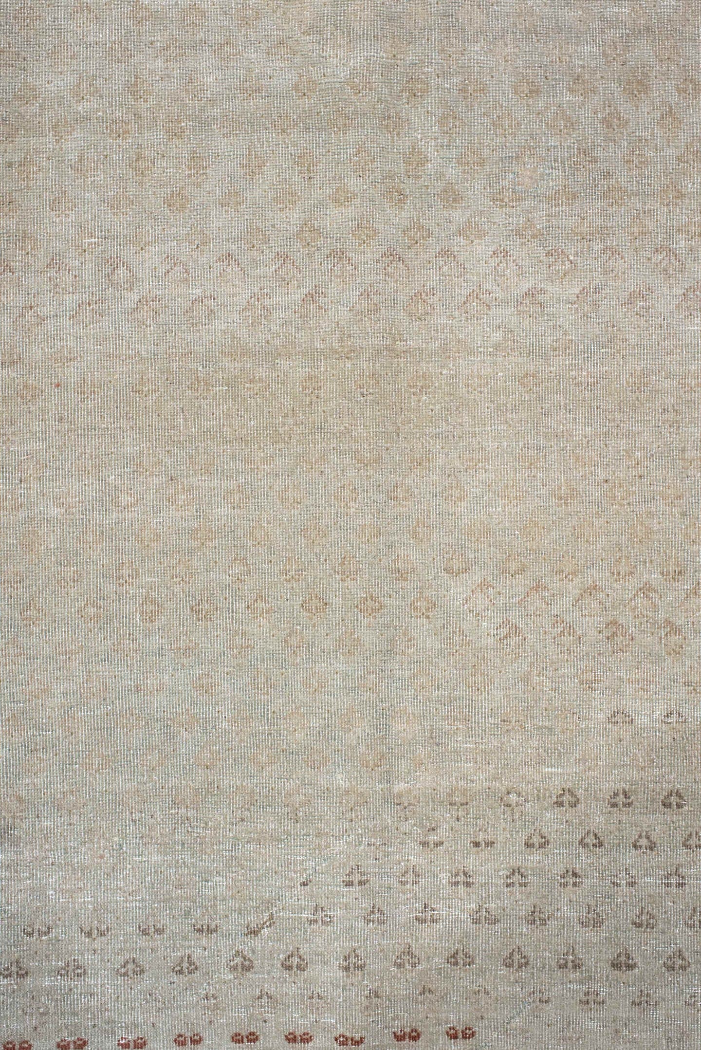 8' x 11' one-of-a-kind handmade antique Mir large size rug. Color palette: ivory, taupe, rust, beige, camel, gray