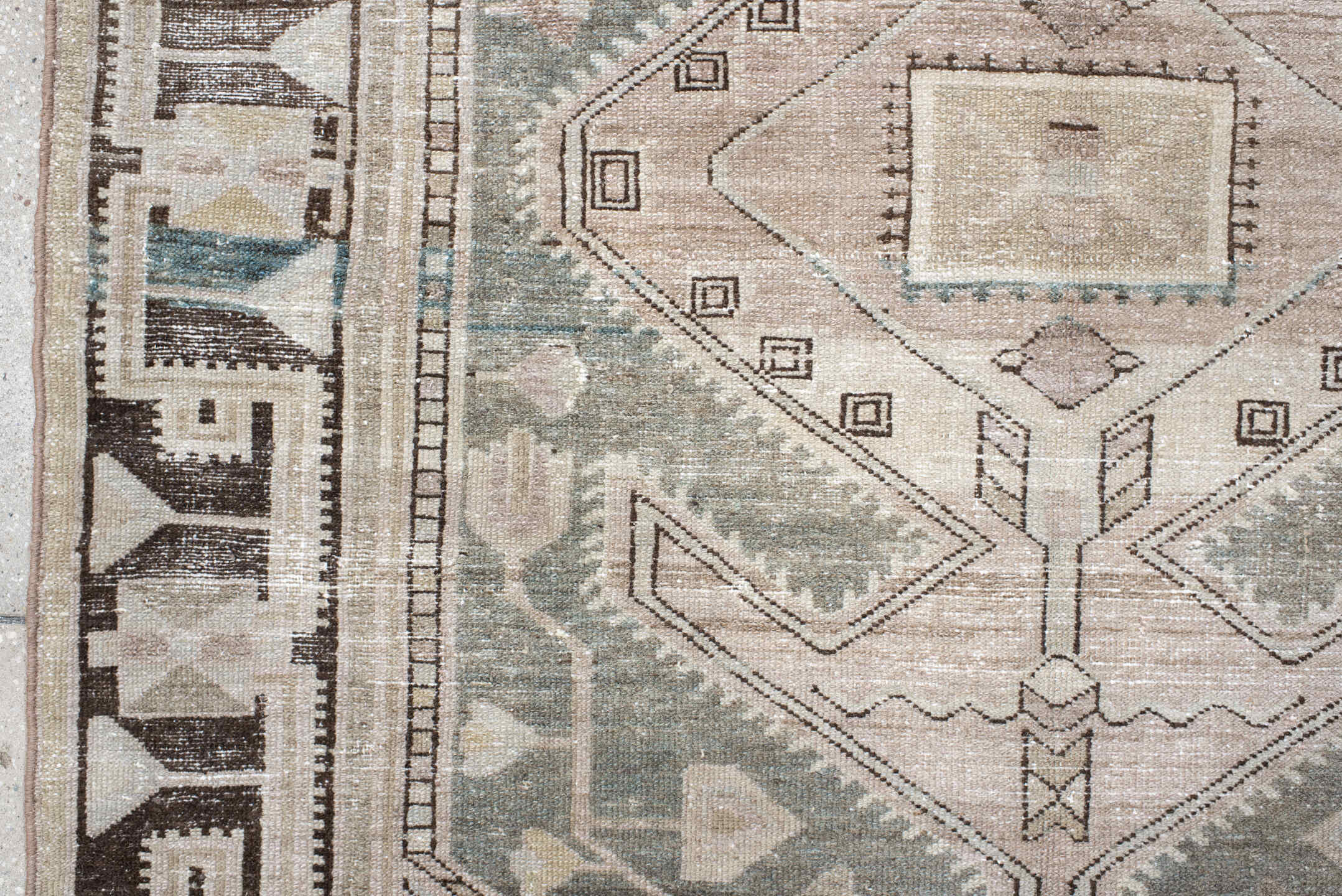 4' x 6' one-of-a-kind handmade vintage Malayer small size rug. Color palette: taupe, ivory, charcoal, sage, beige, slate