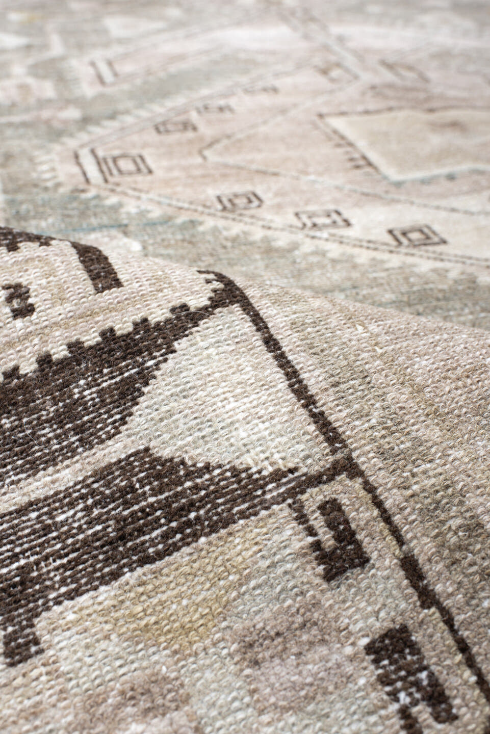 4' x 6' one-of-a-kind handmade vintage Malayer small size rug. Color palette: taupe, ivory, charcoal, sage, beige, slate