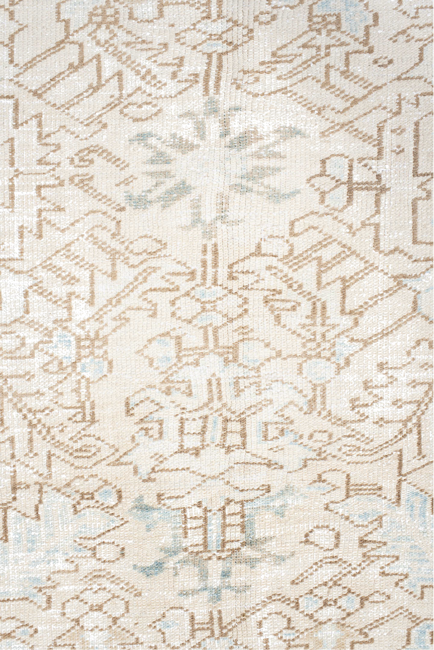 8' x 8' one-of-a-kind handmade vintage Heriz rug. Color palette: antiquewhite, brown, dark gray, floral white, gainsboro