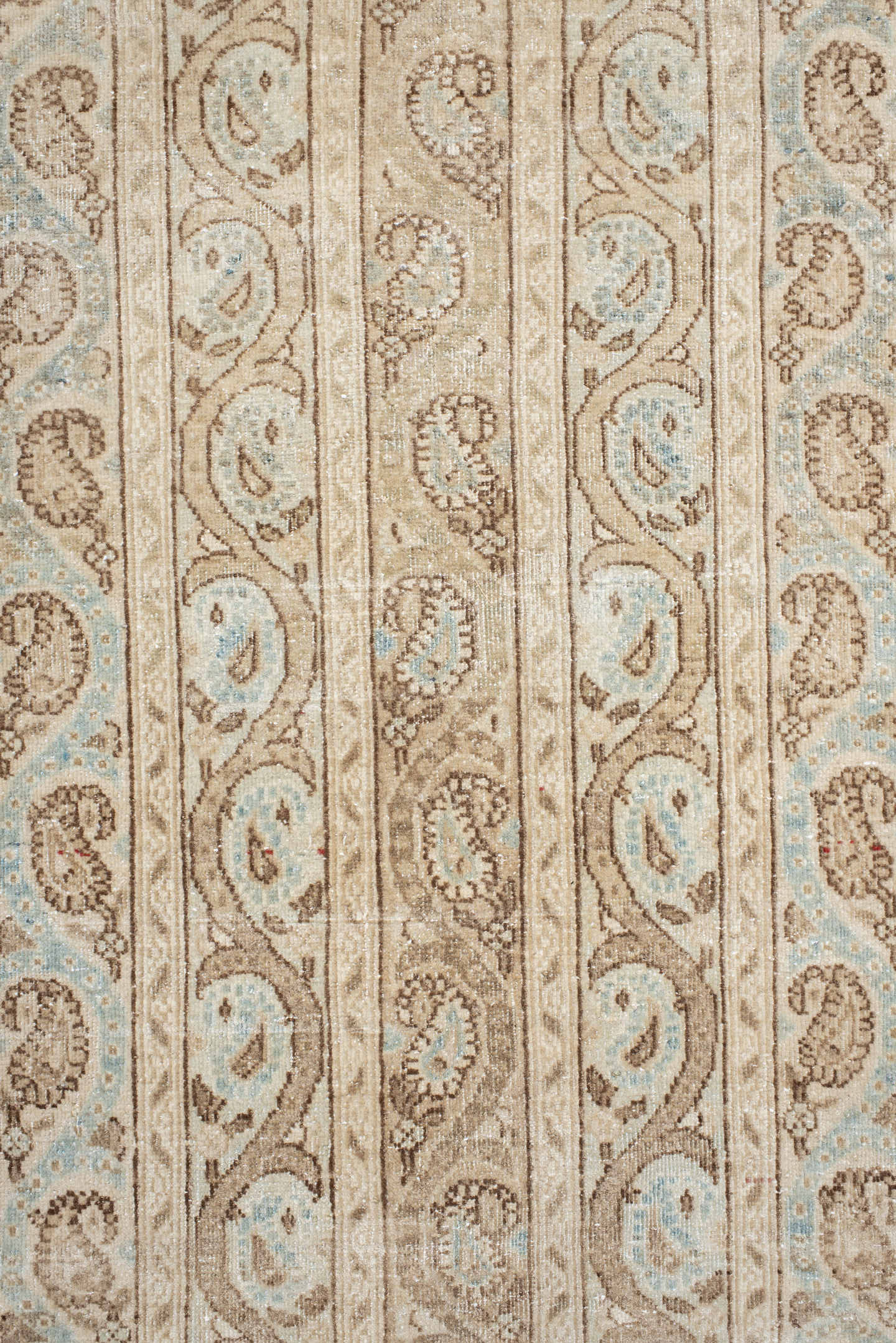 8' x 11' one-of-a-kind handmade antique Qum large size rug. Color palette: ivory, beige, taupe, pale blue, cream, sand, gray