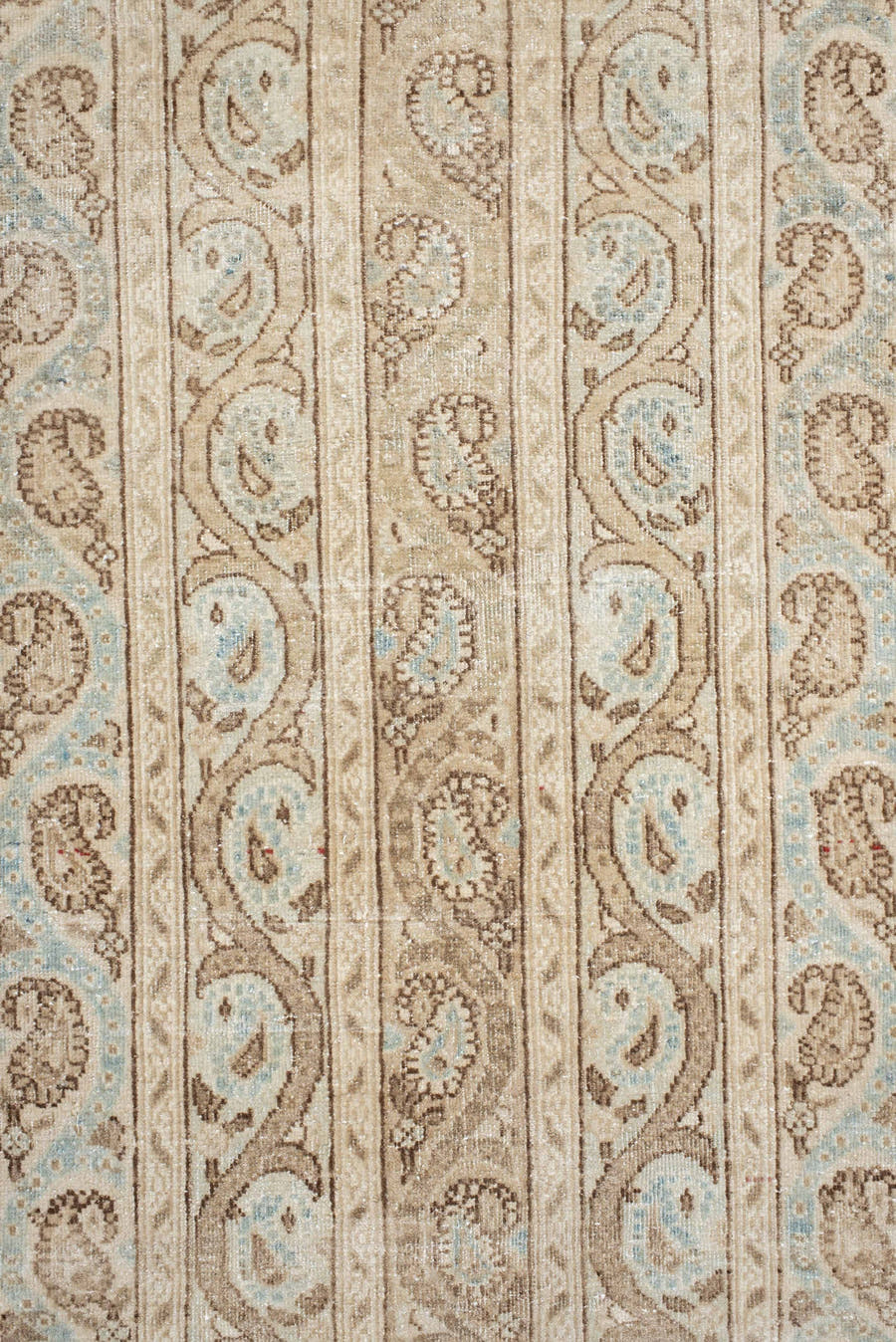 8' x 11' one-of-a-kind handmade antique Qum large size rug. Color palette: ivory, beige, taupe, pale blue, cream, sand, gray