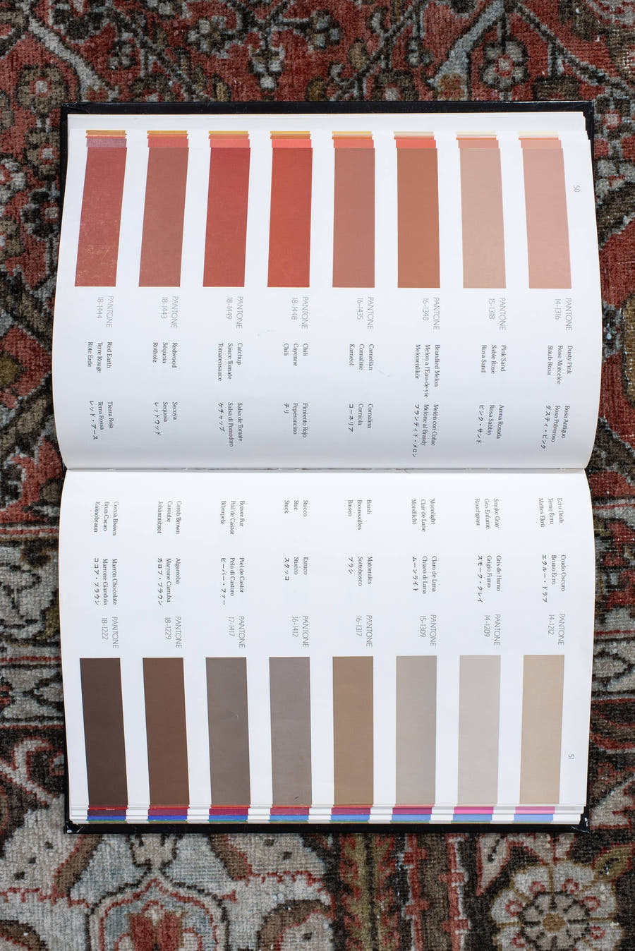 8' x 11' one-of-a-kind handmade antique Joshegan large size rug. Color palette: rust, ivory, slate, brown, gold, camel