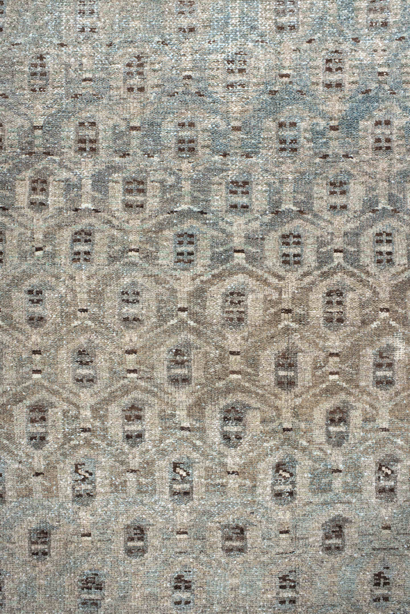 4' x 6' one-of-a-kind handmade antique Hamadan small size rug. Color palette: pale blue, ivory, taupe, brown, charcoal