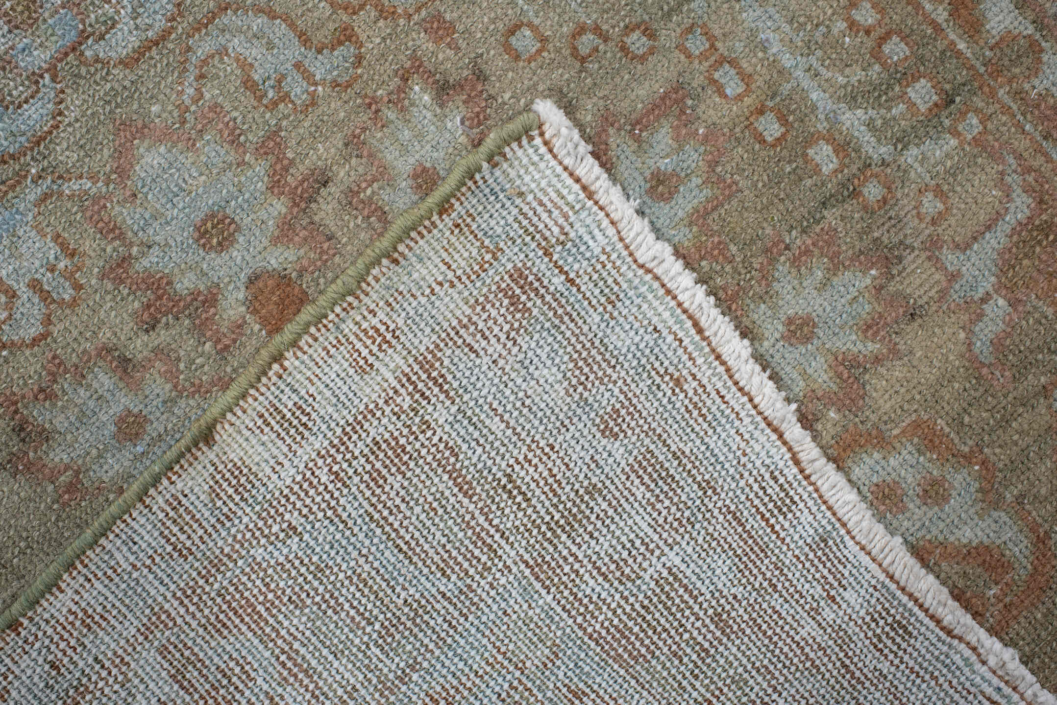 2' x 16' one-of-a-kind handmade antique Malayer runner rug. Color palette: ivory, blush, rust, pale aqua, beige, camel, pink
