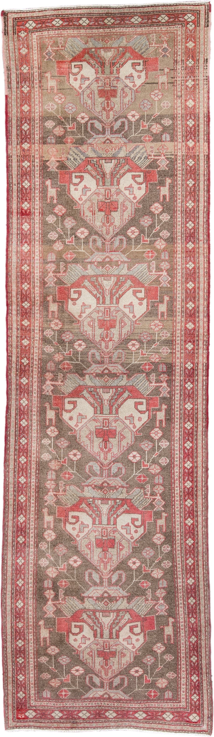 2' x 10' one-of-a-kind handmade antique Sarab runner rug. Color palette: rust, ivory, taupe, rose, brown, camel, terracotta