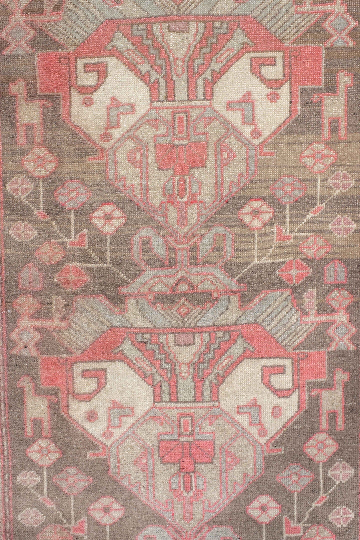 2' x 10' one-of-a-kind handmade antique Sarab runner rug. Color palette: rust, ivory, taupe, rose, brown, camel, terracotta