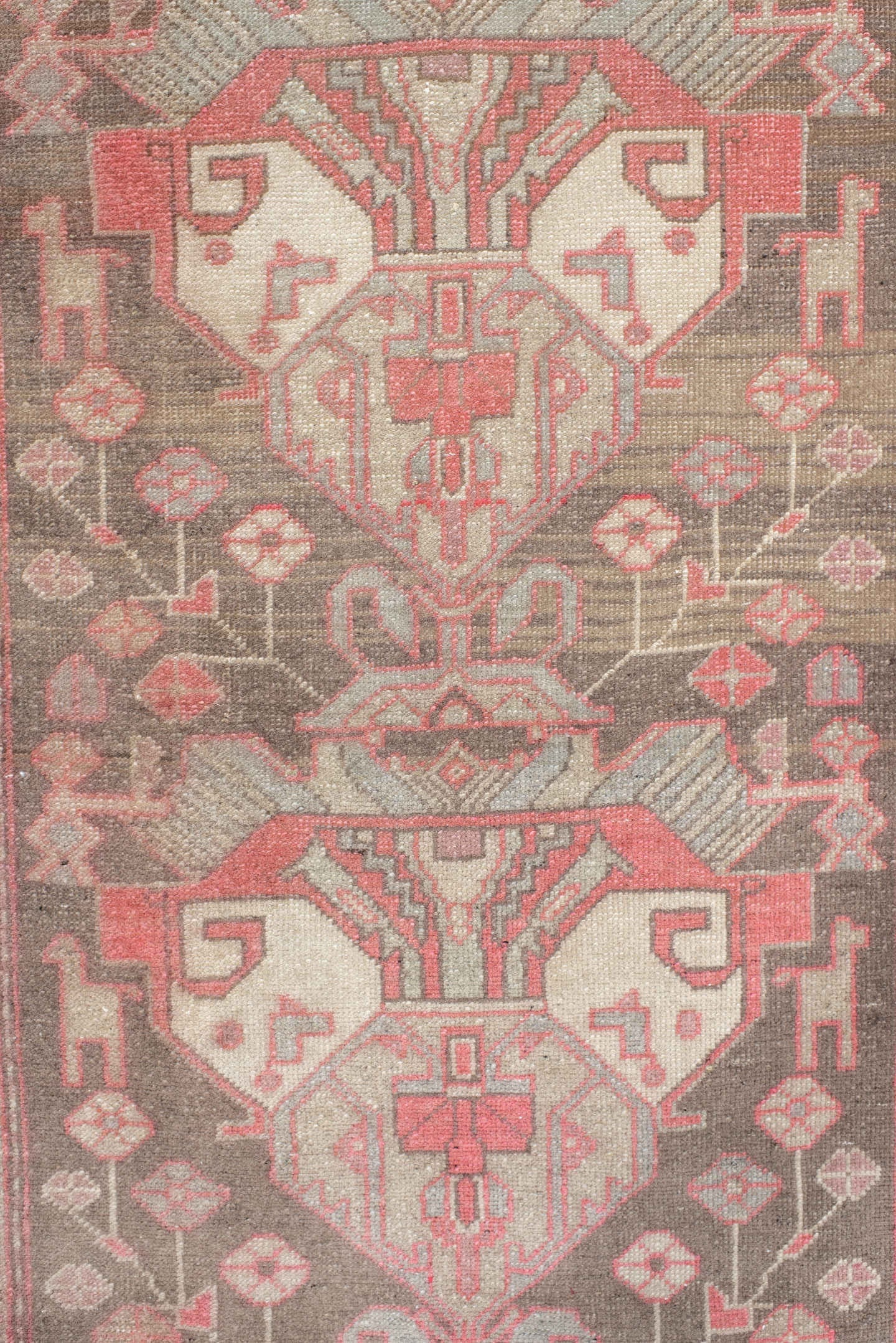 2' x 10' one-of-a-kind handmade antique Sarab runner rug. Color palette: rust, ivory, taupe, rose, brown, camel, terracotta