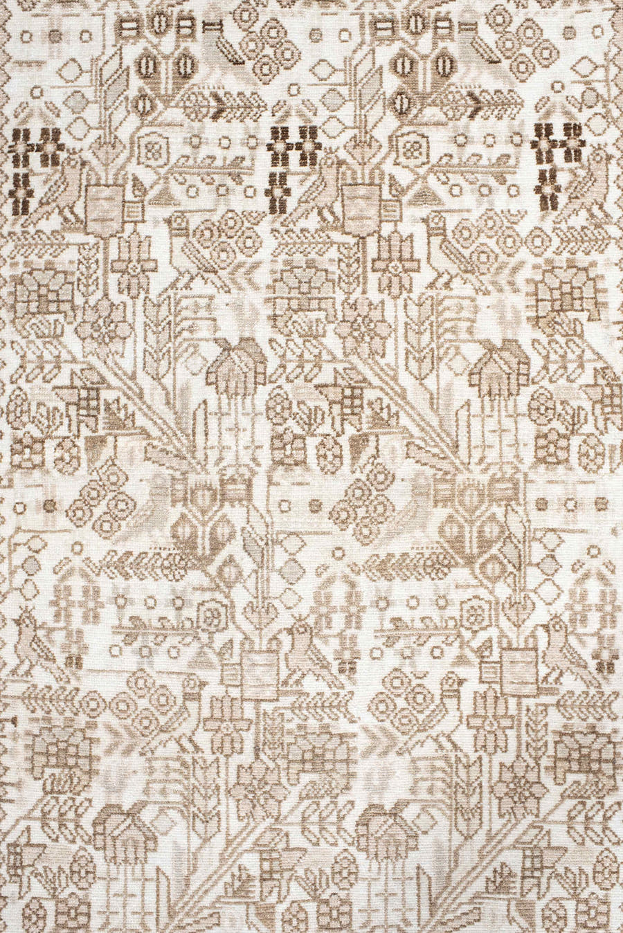 2' x 9' one-of-a-kind handmade antique Malayer runner rug. Color palette: ivory, camel, taupe, beige, sand, brown, gray