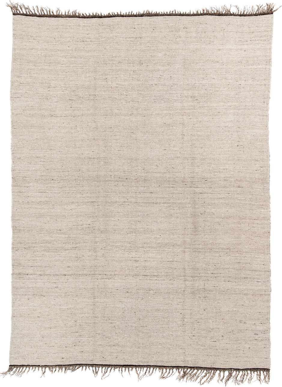 7' x 10' one-of-a-kind handmade vintage Kilim large size rug. Color palette: ivory, taupe, brown, beige, gray