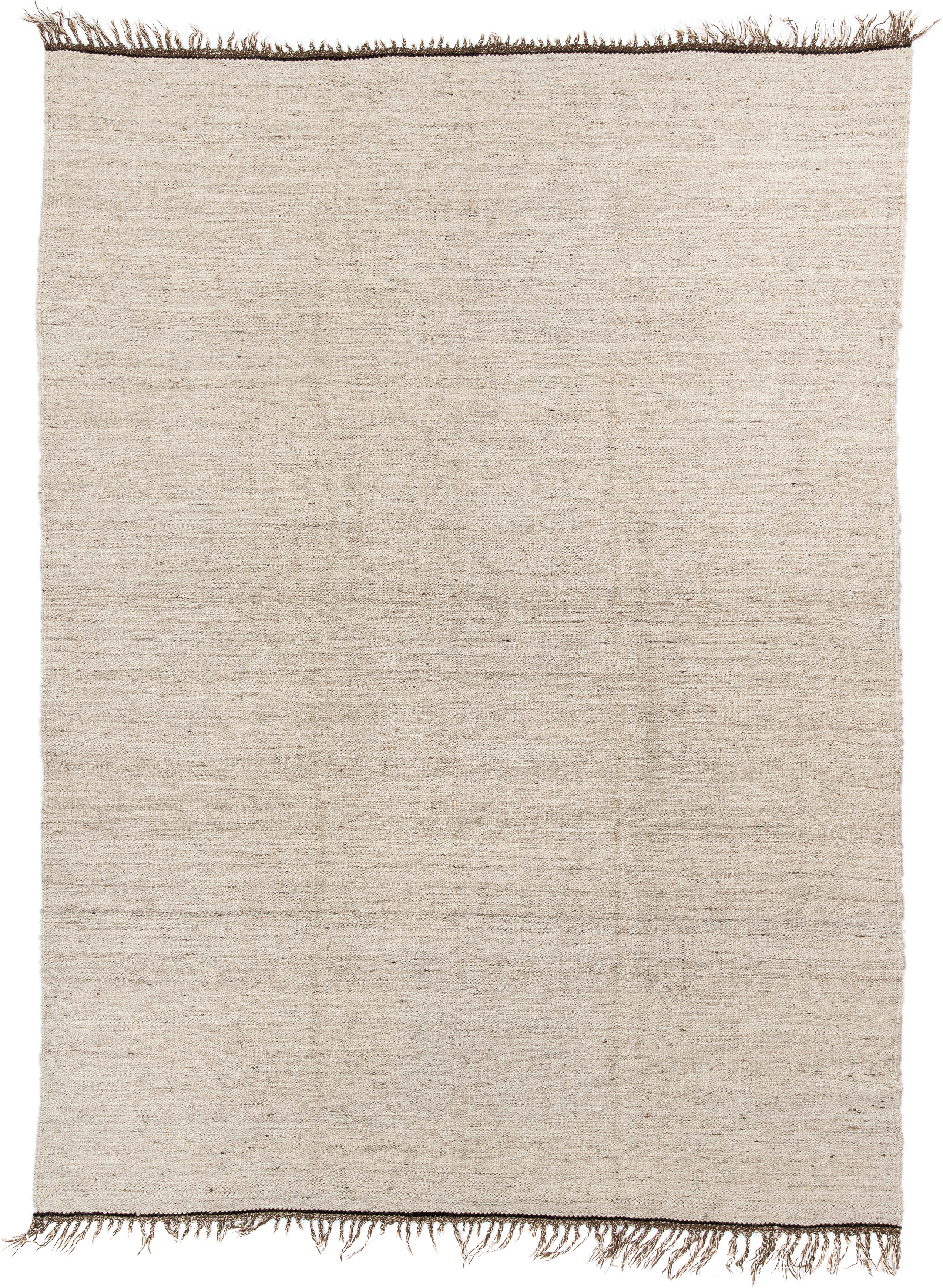 7' x 10' one-of-a-kind handmade vintage Kilim large size rug. Color palette: ivory, taupe, brown, beige, gray