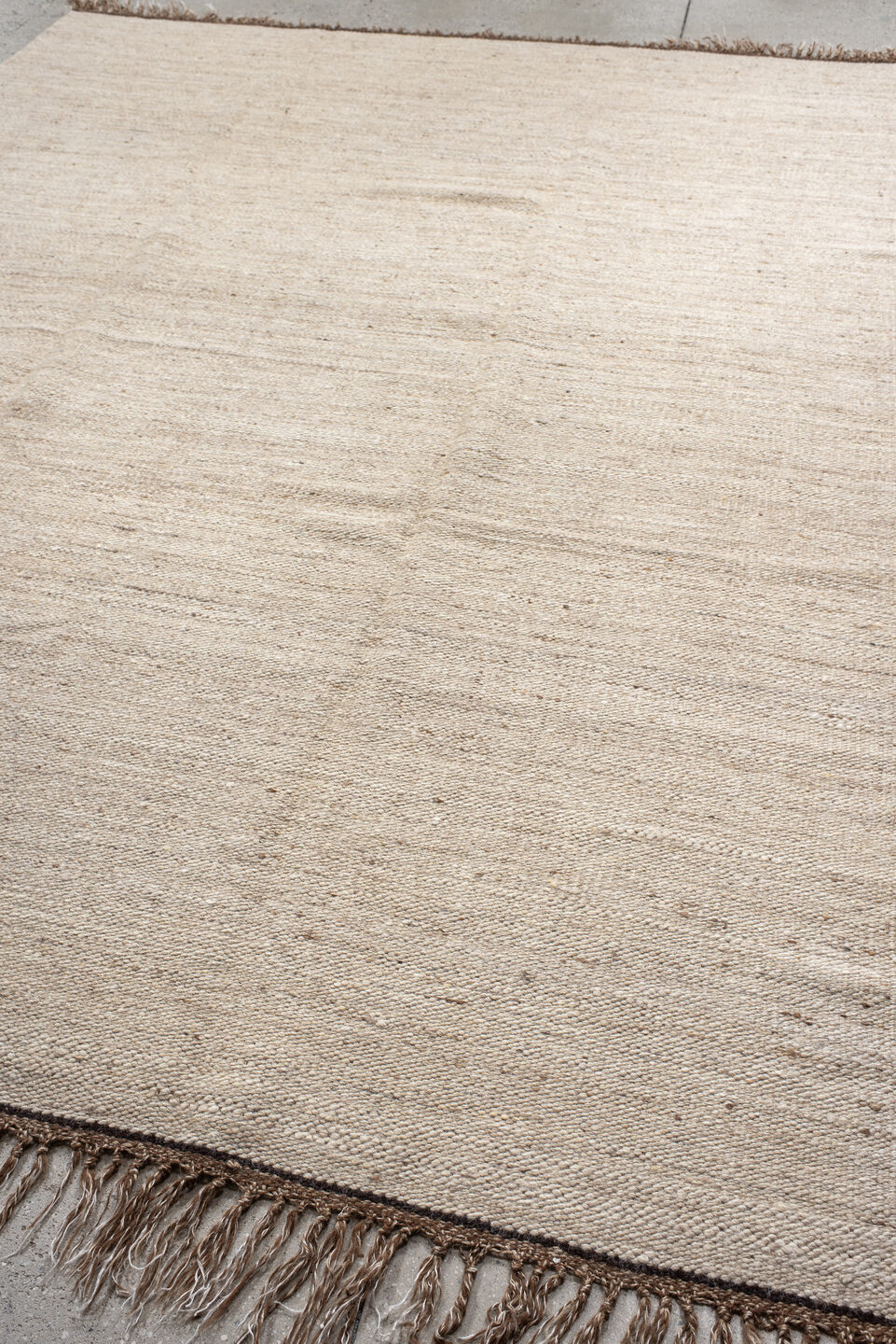 7' x 10' one-of-a-kind handmade vintage Kilim large size rug. Color palette: ivory, taupe, brown, beige, gray