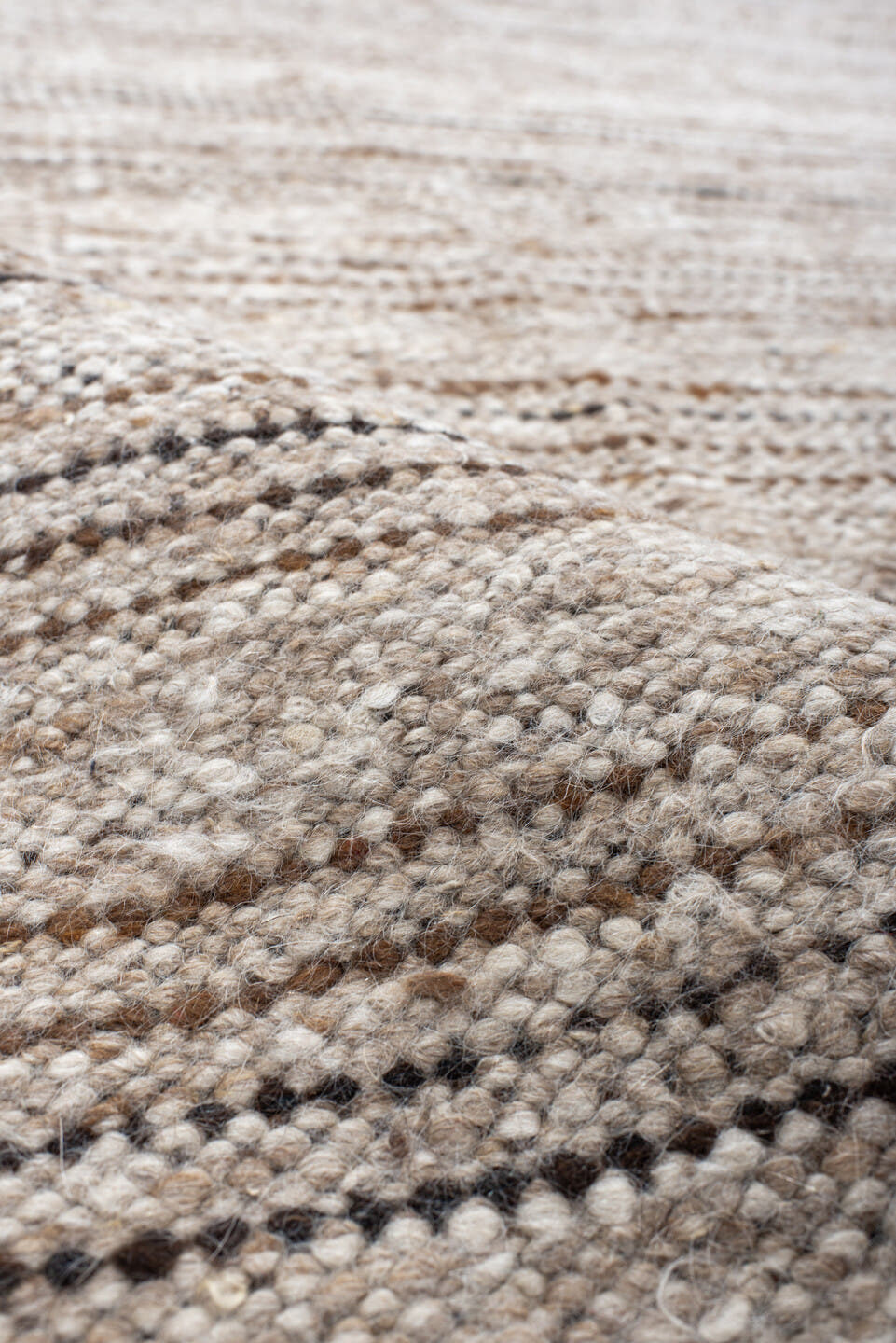 9' x 11' one-of-a-kind handmade vintage Kilim large size rug. Color palette: ivory, taupe, brown, camel, beige, gray