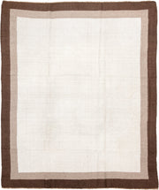 8' x 9' one-of-a-kind handmade vintage Kilim rug. Color palette: ivory, brown, taupe, cream, beige, gray