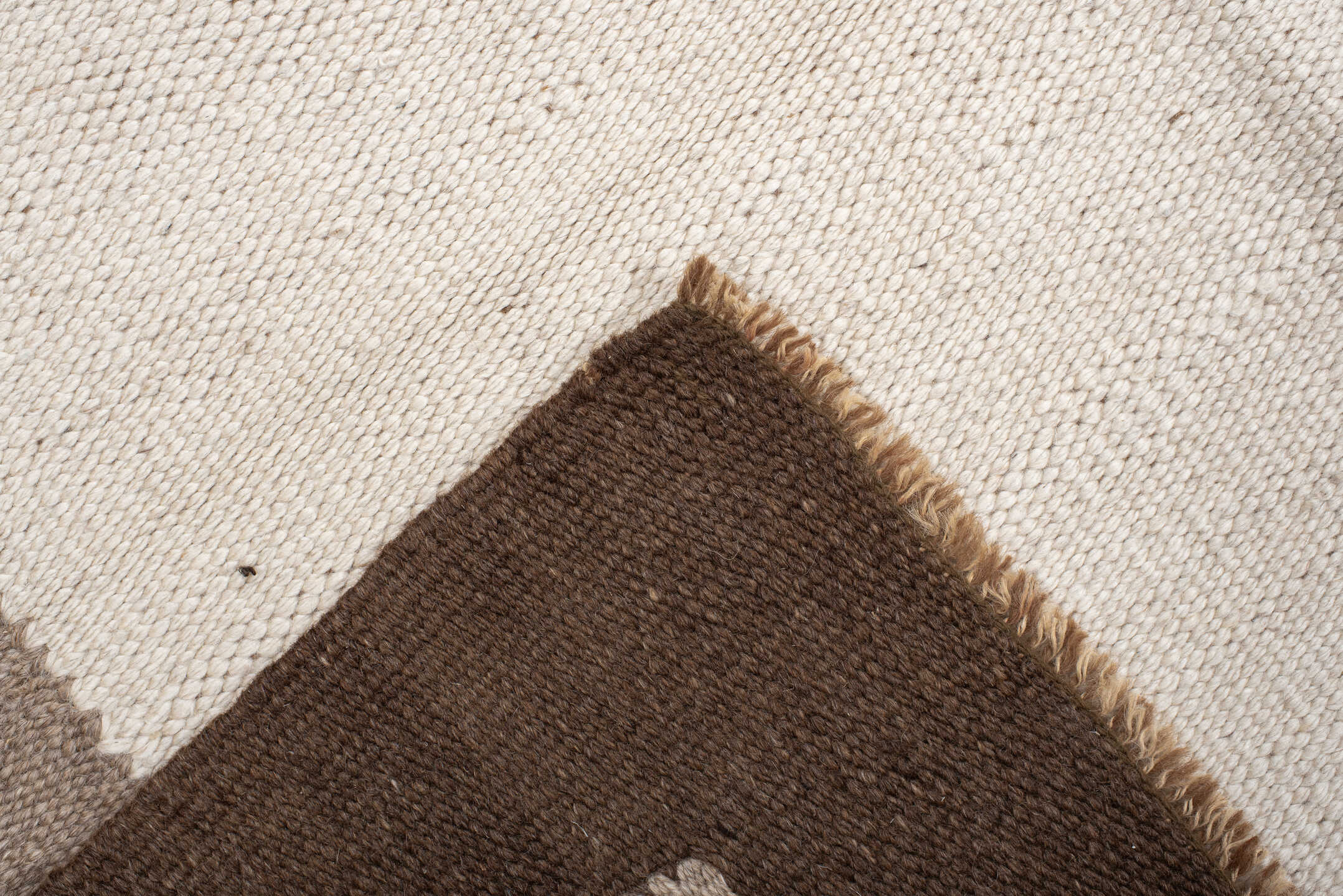 8' x 9' one-of-a-kind handmade vintage Kilim rug. Color palette: ivory, brown, taupe, cream, beige, gray
