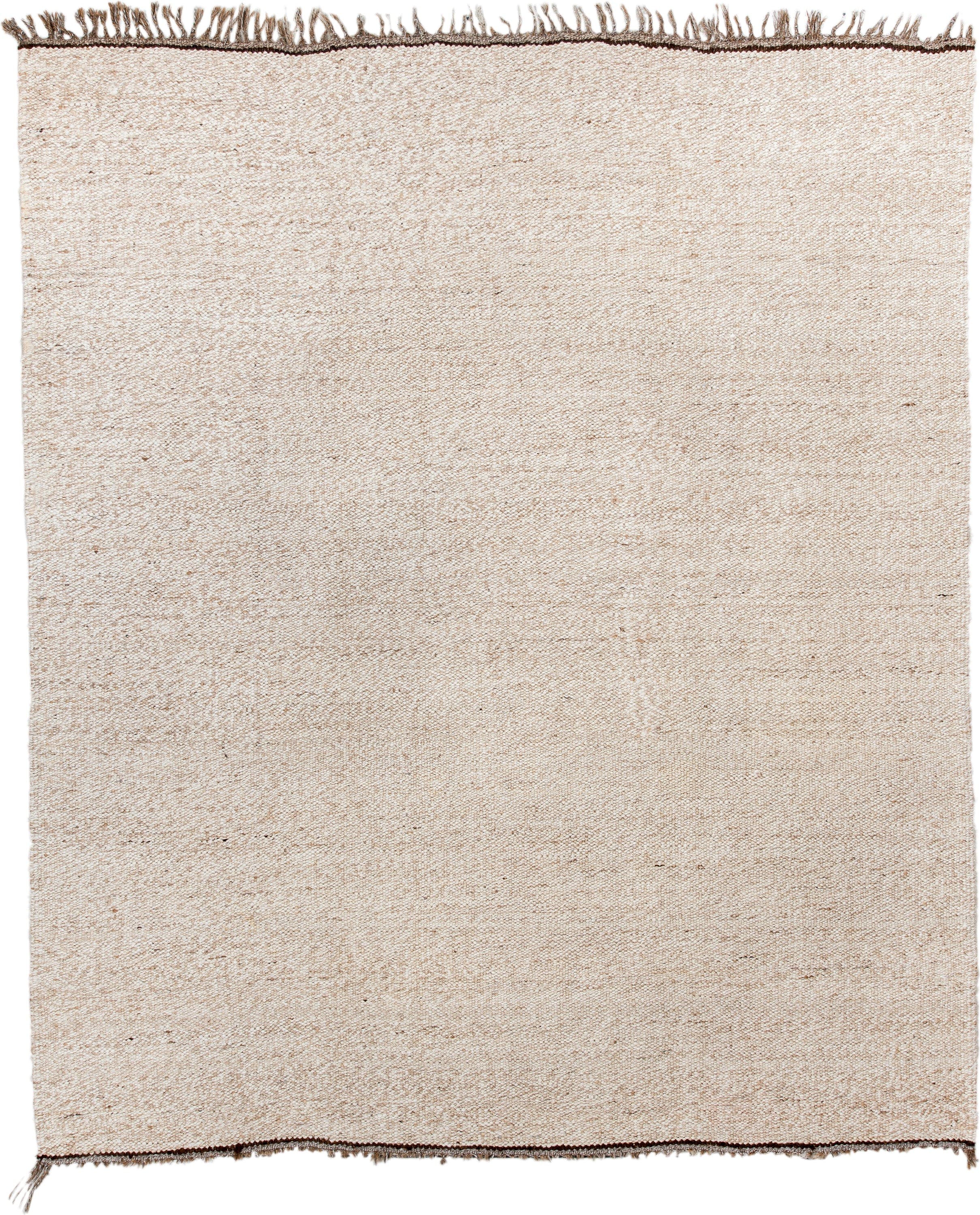 7' x 8' one-of-a-kind handmade vintage Kilim rug. Color palette: ivory, beige, taupe, brown, gray