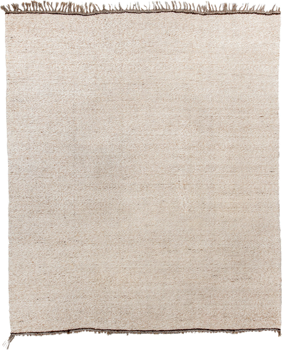 7' x 8' one-of-a-kind handmade vintage Kilim rug. Color palette: ivory, beige, taupe, brown, gray
