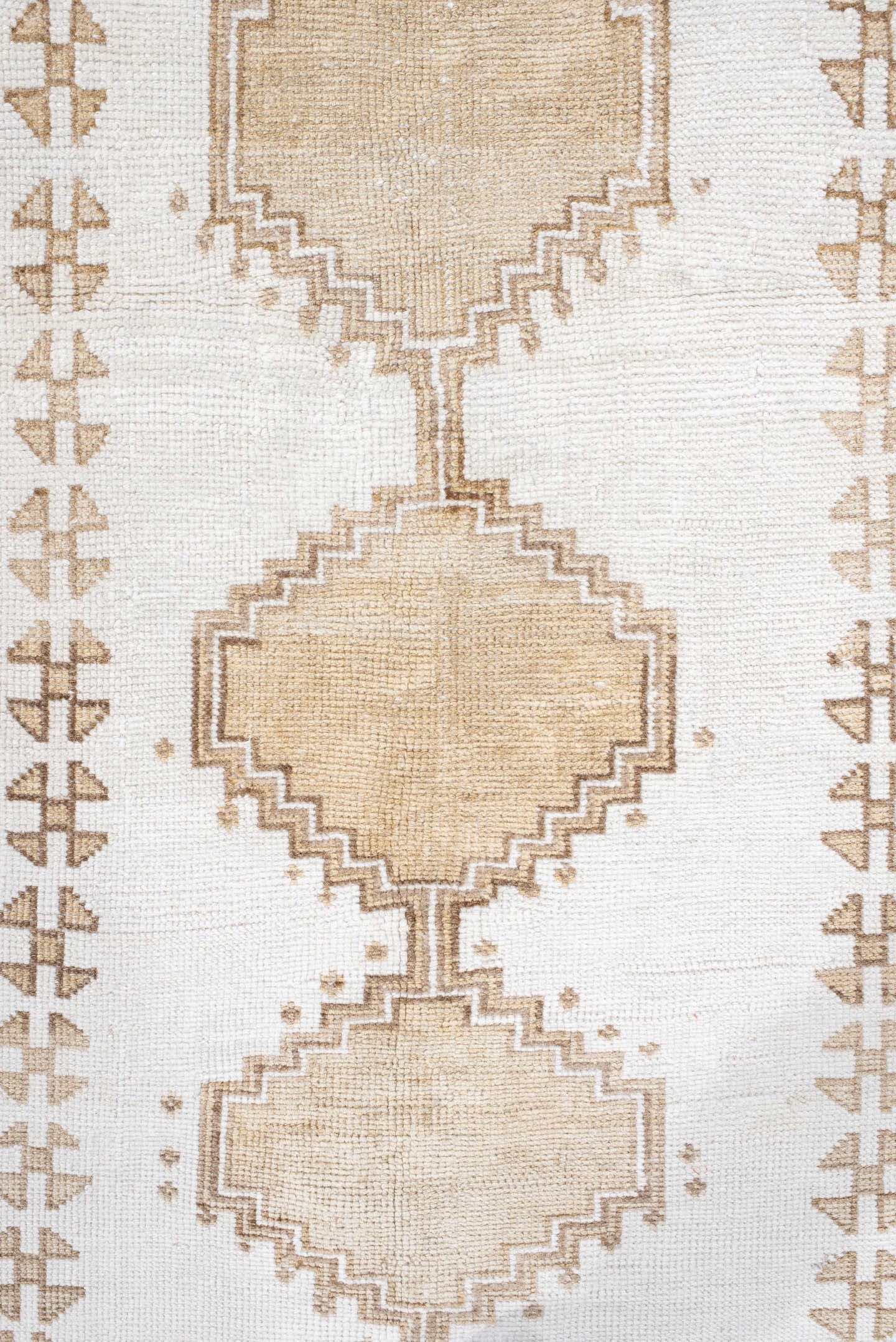 3' x 6' one-of-a-kind handmade vintage Gabbe small size rug. Color palette: ivory, beige, taupe, cream, gray