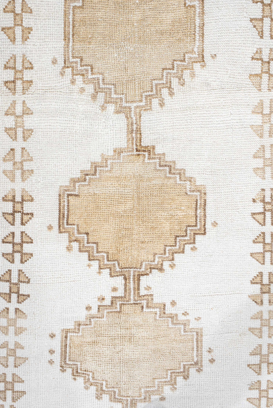 3' x 6' one-of-a-kind handmade vintage Gabbe small size rug. Color palette: ivory, beige, taupe, cream, gray