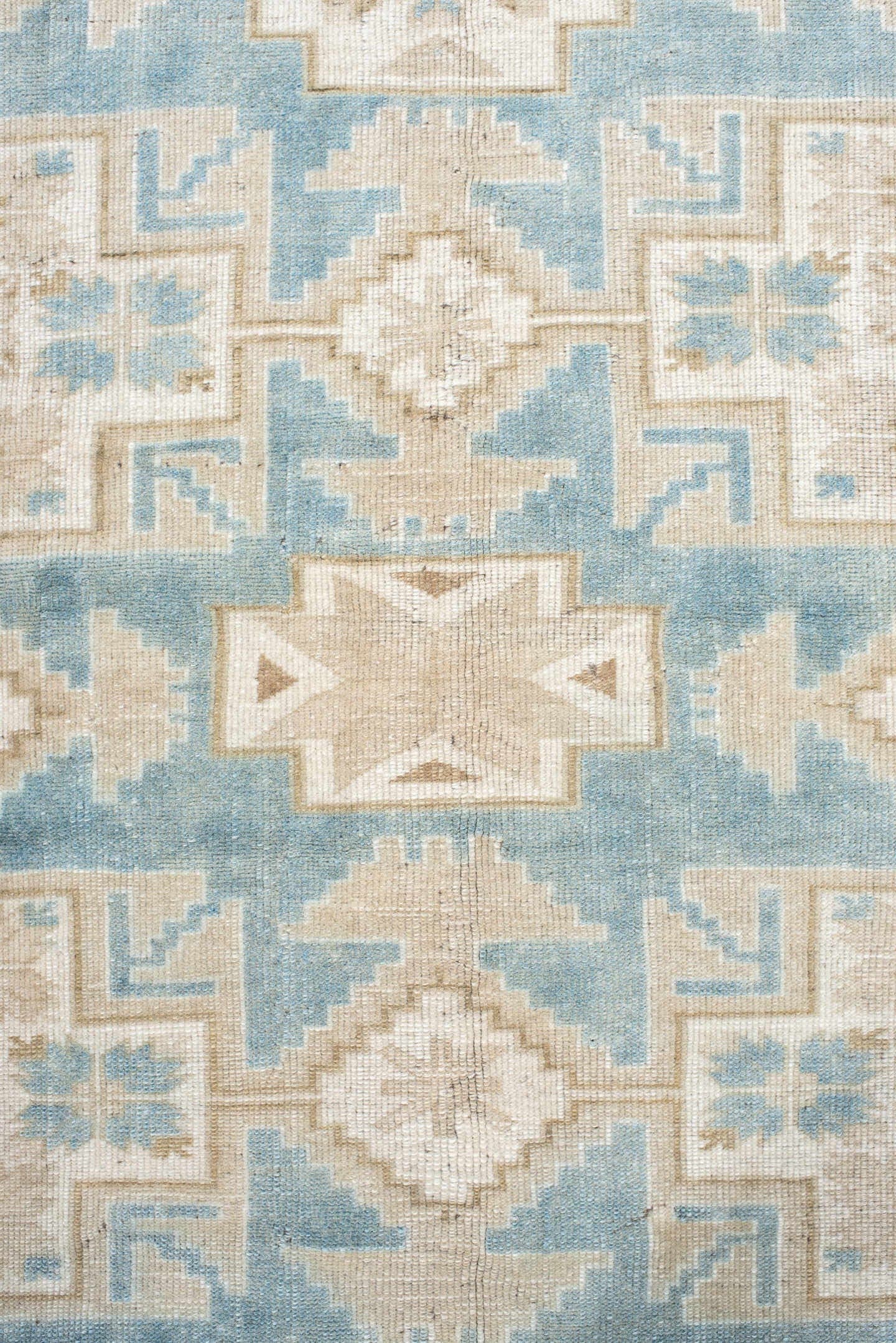 3' x 6' one-of-a-kind handmade vintage Anatolian small size rug. Color palette: ivory, pale blue, beige, taupe, light blue