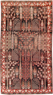 4' x 7' one-of-a-kind handmade vintage Anatolian rug. Color palette: charcoal, rust, ivory, rose, taupe, mahogany, black