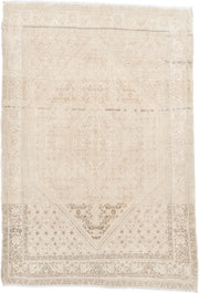 3' x 5' one-of-a-kind handmade antique Bidjar small size rug. Color palette: ivory, cream, beige, taupe, camel, gray