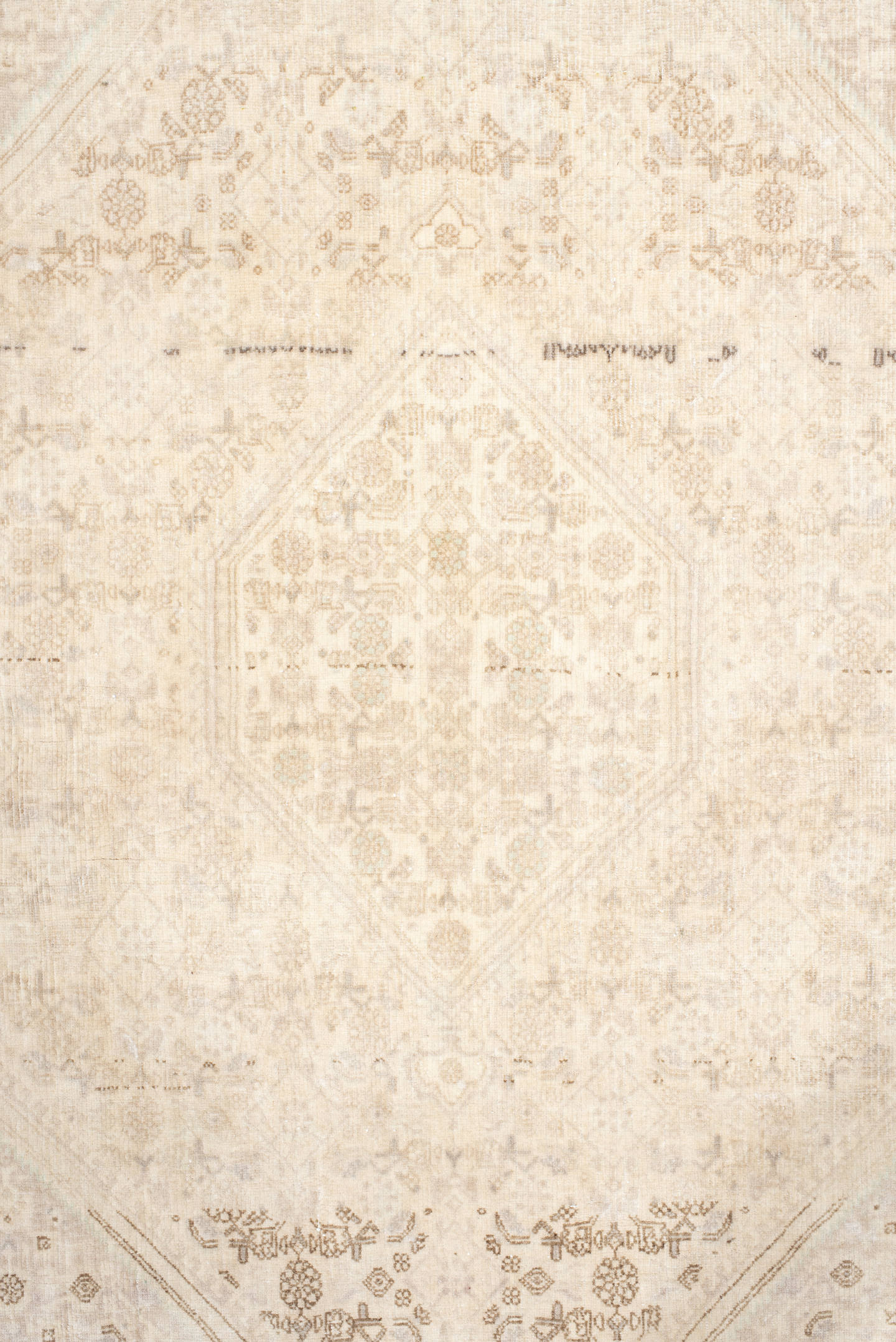 3' x 5' one-of-a-kind handmade antique Bidjar small size rug. Color palette: ivory, cream, beige, taupe, camel, gray