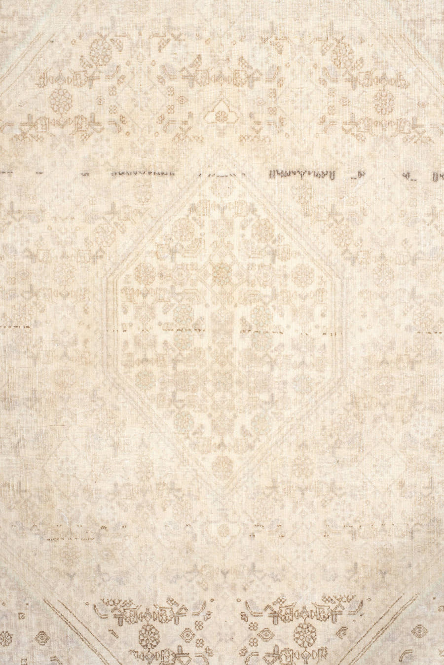 3' x 5' one-of-a-kind handmade antique Bidjar small size rug. Color palette: ivory, cream, beige, taupe, camel, gray