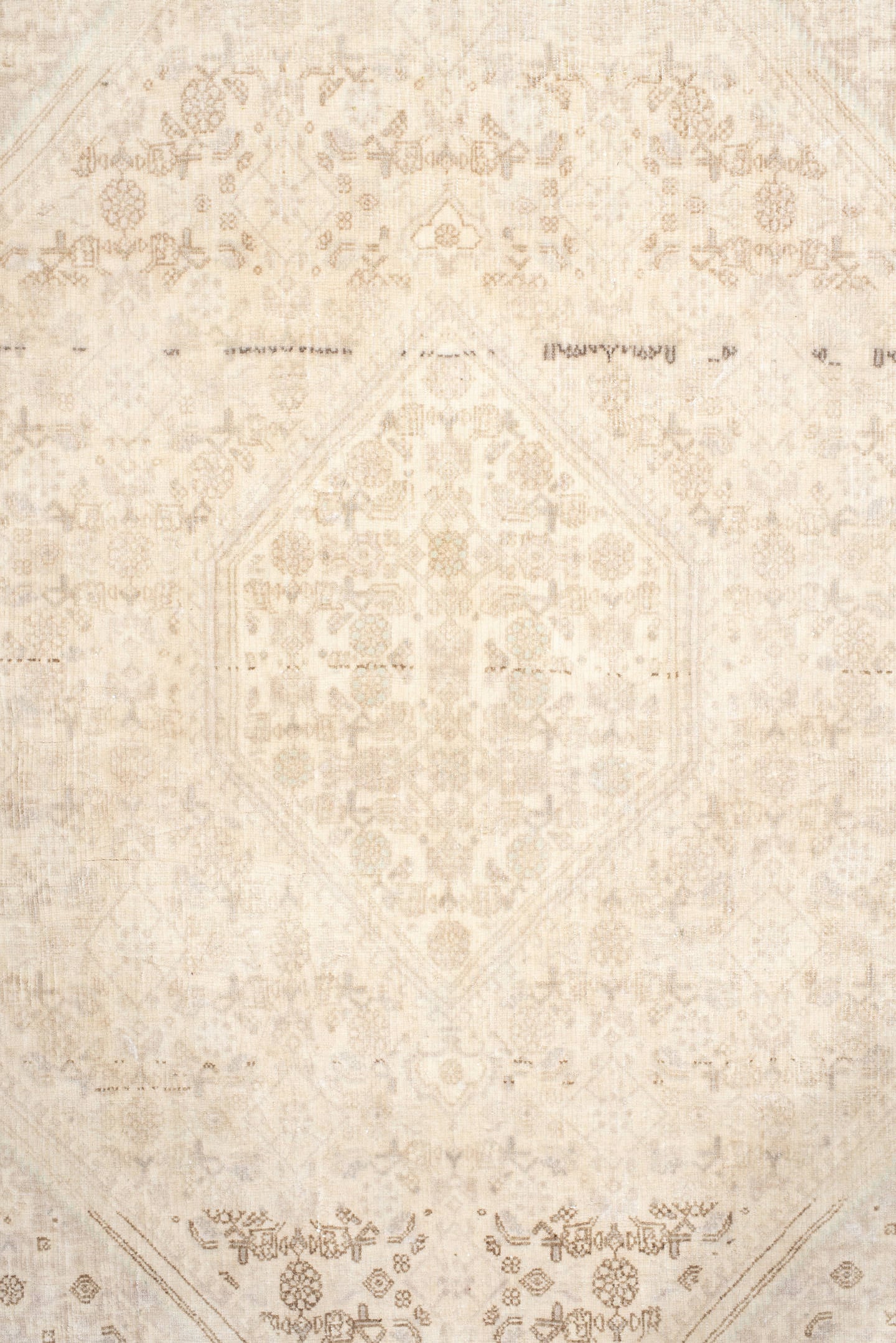 3' x 5' one-of-a-kind handmade antique Bidjar small size rug. Color palette: ivory, cream, beige, taupe, camel, gray