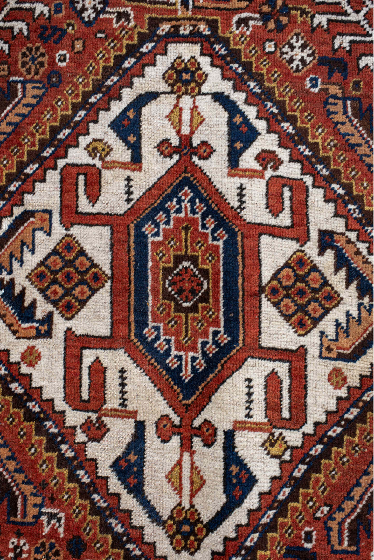 6' x 11' one-of-a-kind handmade vintage Qashqai large size rug. Color palette: antiquewhite, brown, dark gray, dim gray