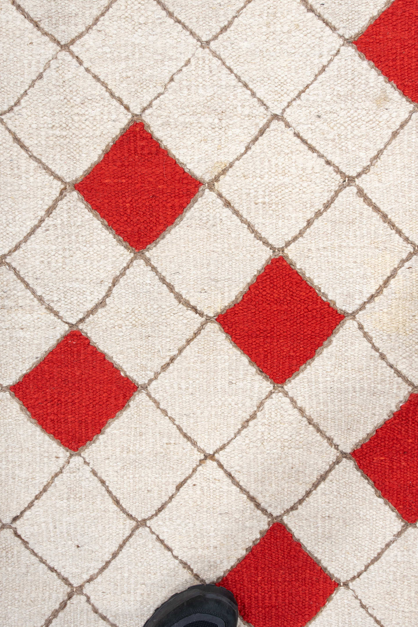 3' x 5' one-of-a-kind handmade vintage Kilim small size rug. Color palette: ivory, rust, taupe, terracotta, brown, beige