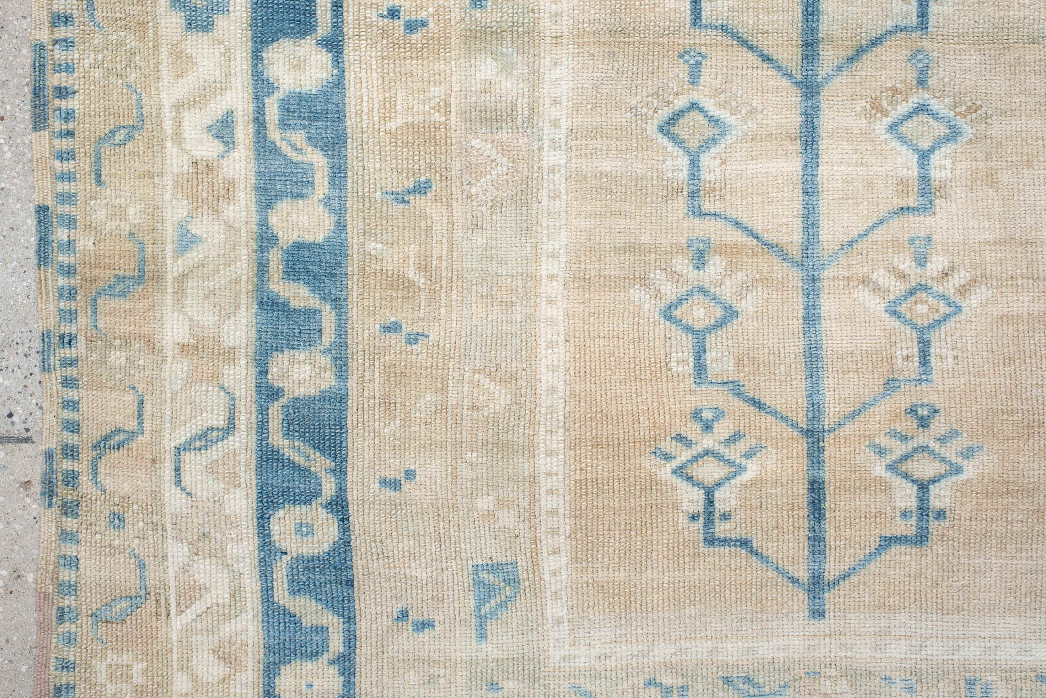 4' x 5' one-of-a-kind handmade vintage Anatolian small size rug. Color palette: ivory, sky_blue, beige, blush, taupe