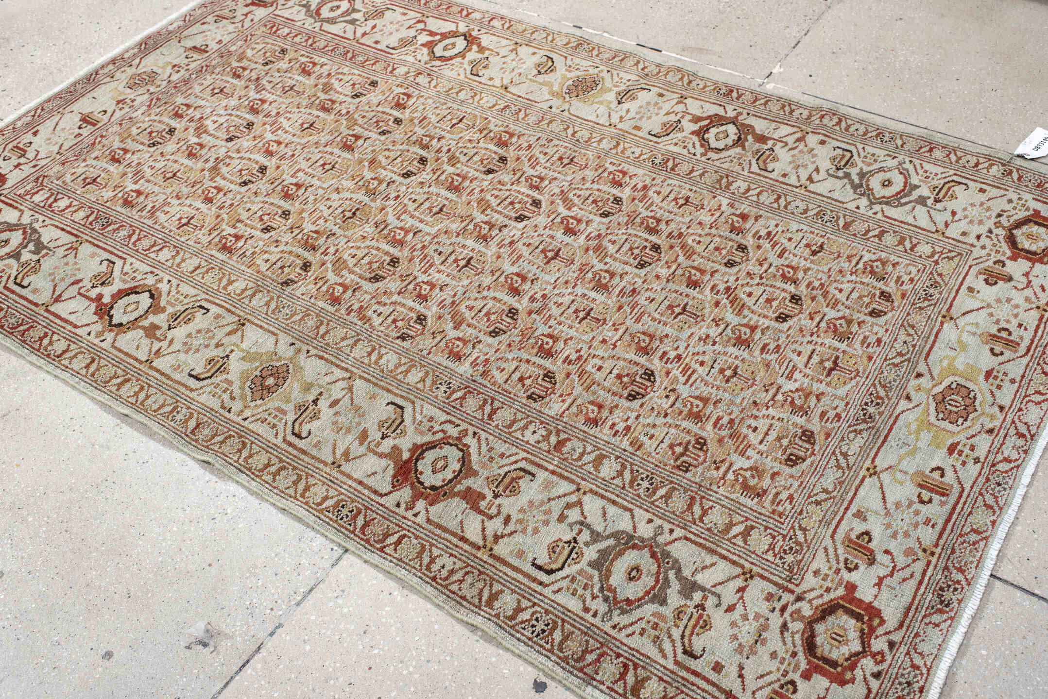 4' x 6' one-of-a-kind handmade vintage Malayer rug. Color palette: ivory, rust, taupe, rose, camel, brown, terracotta, beige
