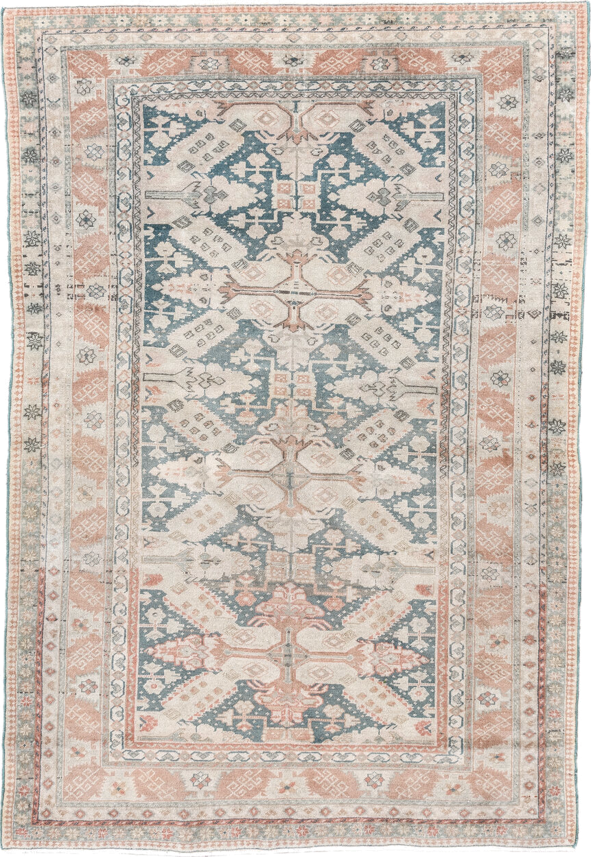 3' x 5' one-of-a-kind handmade vintage Sivas small size rug. Color palette: antiquewhite, brown, dark gray, gray, light gray